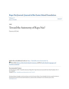 Toward the Autonomy of Rapa Nui? Francesco Di Castri