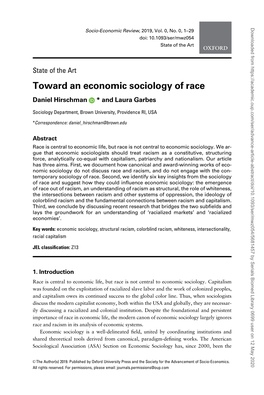 Toward an Economic Sociology of Race Daniel Hirschman * and Laura Garbes
