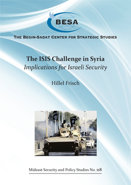 The ISIS Challenge in Syria Implications for Israeli Security