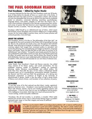 THE PAUL Goodman READER