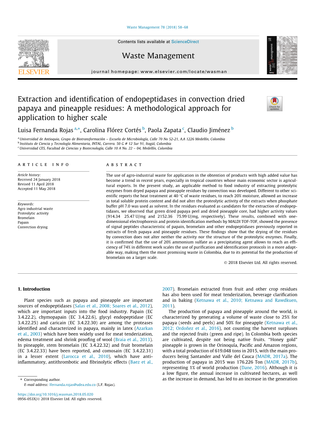 Extraction and Identification of Endopeptidases In