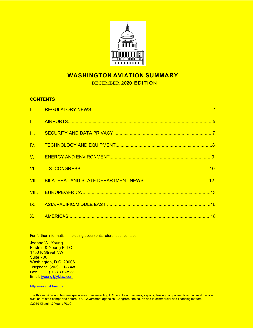 Washington Aviation Summary December 2020 Edition