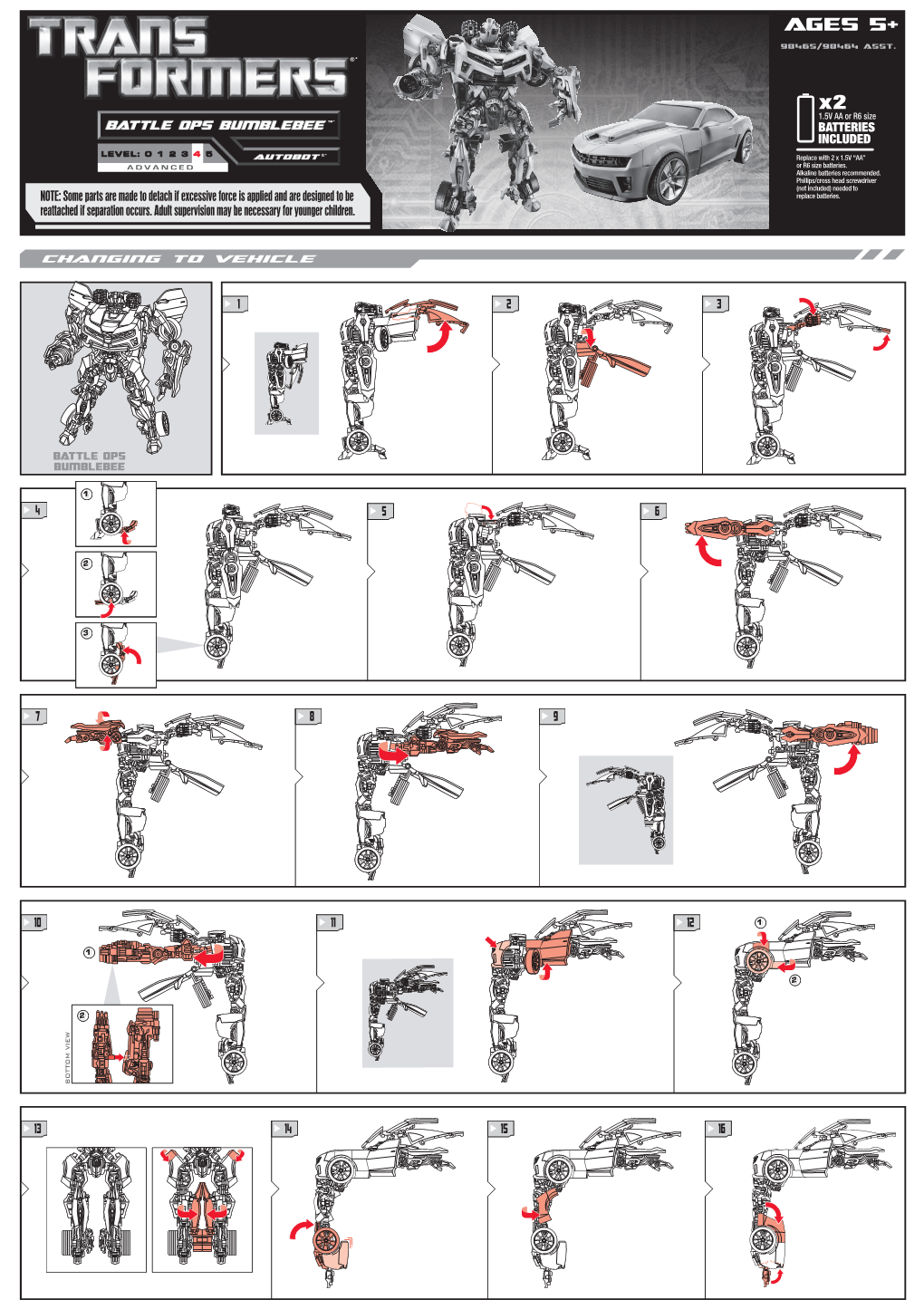 Transformers Battle OPS Bumblebee 98465 Instructions