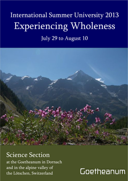 Experiencing Wholeness July 29 to August 10