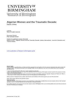 University of Birmingham Algerian Women and the Traumatic