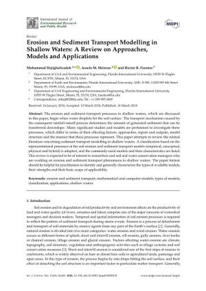 Erosion and Sediment Transport Modelling in Shallow Waters: a Review on Approaches, Models and Applications