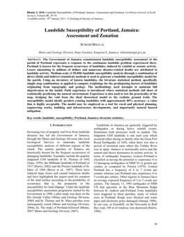 Landslide Susceptibility of Portland, Jamaica: Assessment and Zonation