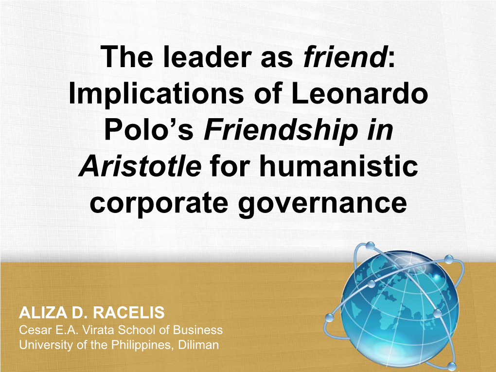 Implications of Leonardo Polo's Friendship in Aristotle For