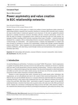Power Asymmetry and Value Creation in B2C Relationship Networks