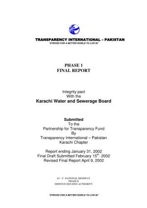 PHASE 1 FINAL REPORT Karachi Water and Sewerage Board