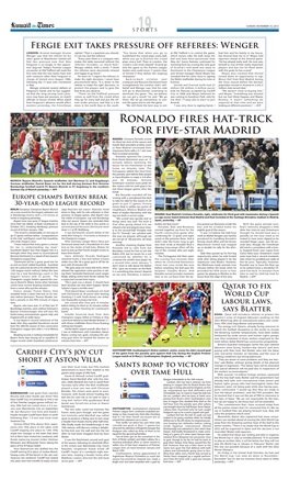 Ronaldo Fires Hat-Trick for Five-Star Madrid
