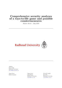 Comprehensive Security Analyses of a Toys-To-Life Game and Possible Countermeasures Master Thesis - July 2016