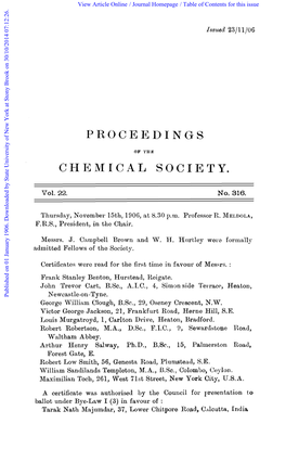 Proceedings Chemical Society
