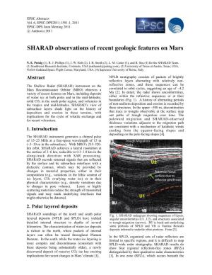 SHARAD Observations of Recent Geologic Features on Mars