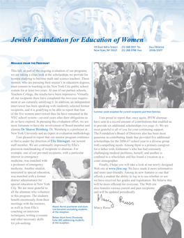 NEWS Jewish Foundation for Education of Women
