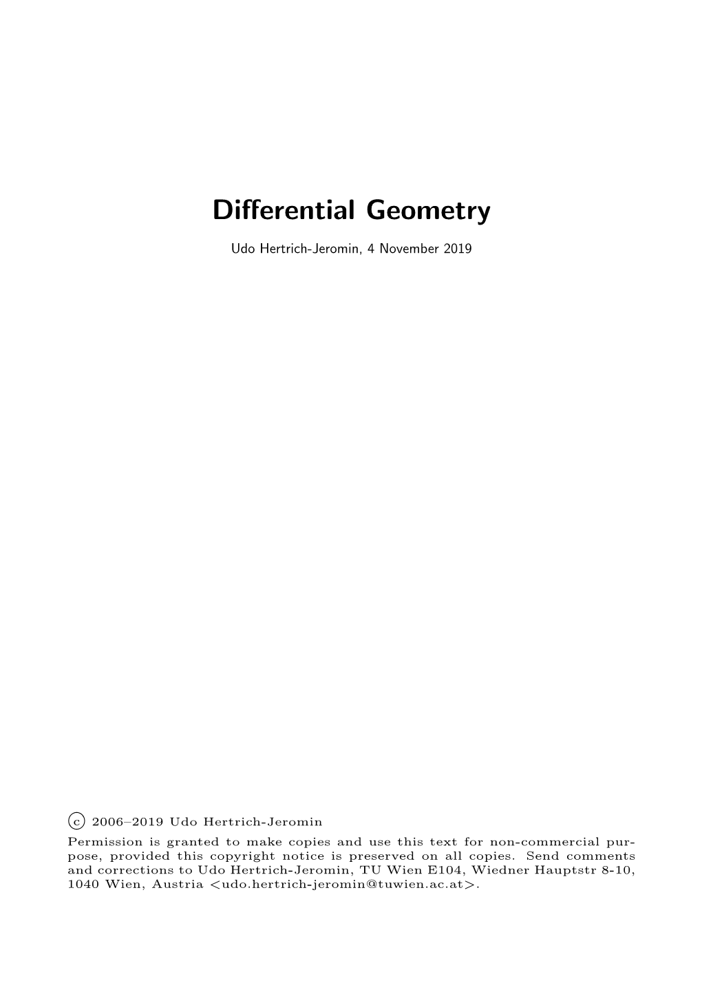 Differential Geometry