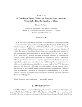 Starcat: a Catalog of Space Telescope Imaging Spectrograph Ultraviolet Echelle Spectra of Stars