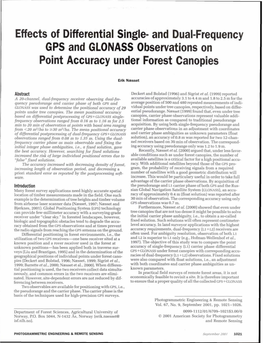 And Dual-Frequency GPS and GLONASS Observations on Point Accuracy Under Forest Canopies