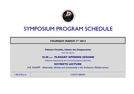 Symposium Program Schedule