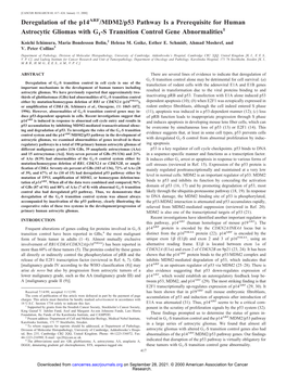 Deregulation of the P14arf/MDM2/P53 Pathway Is A