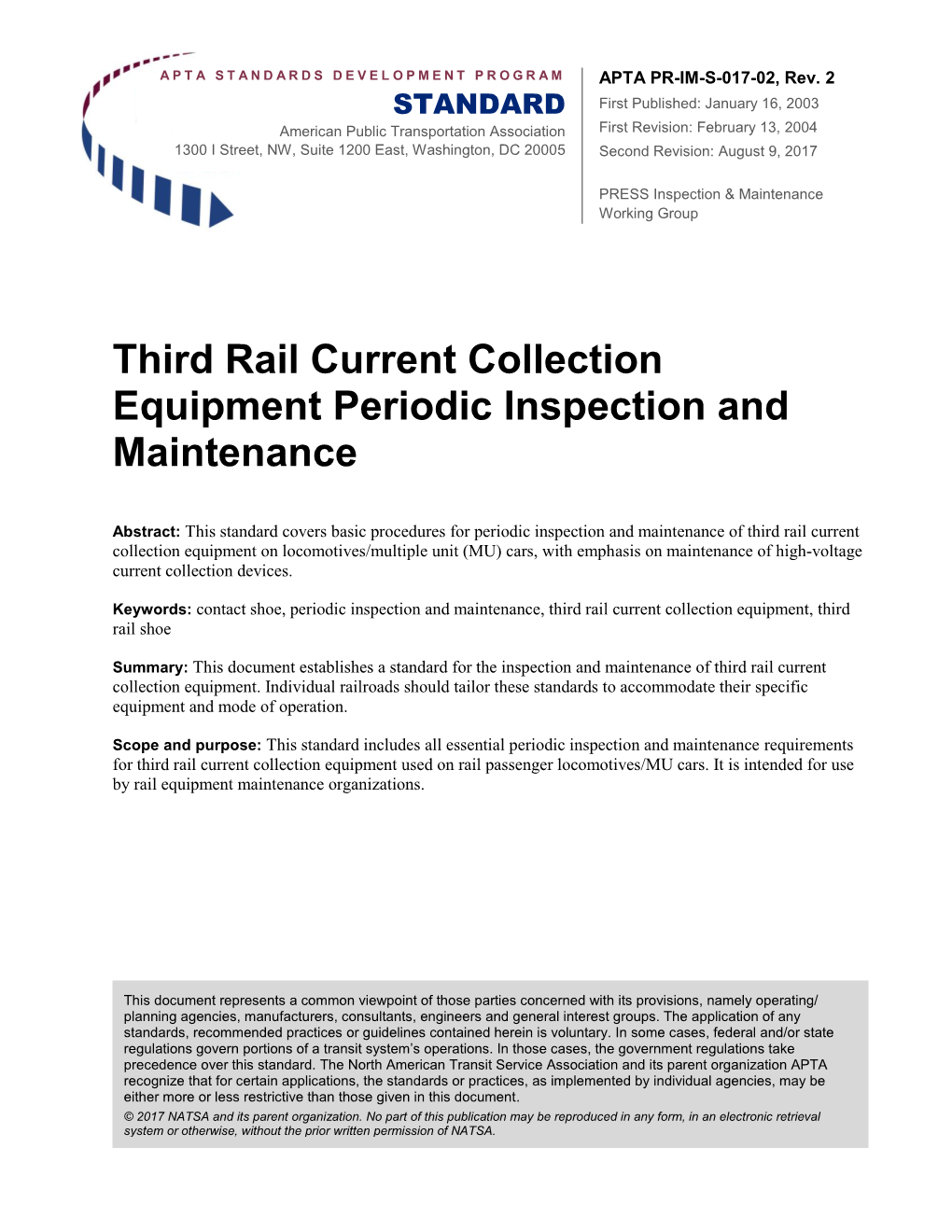 Third Rail Current Collection Equipment Periodic Inspection and Maintenance