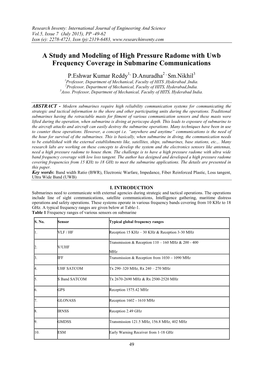 A Study and Modeling of High Pressure Radome with Uwb Frequency Coverage in Submarine Communications