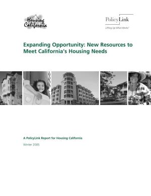 New Resources to Meet California's Housing Needs