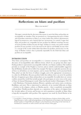 Reflections on Islam and Pacifism