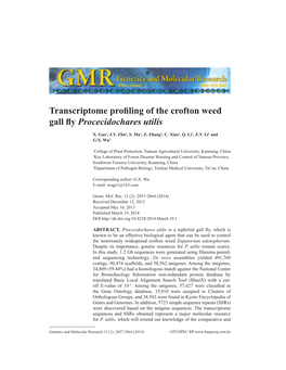 Transcriptome Profiling of the Crofton Weed Gall Fly Procecidochares Utilis