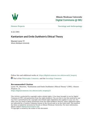 Kantianism and Emile Durkheim's Ethical Theory