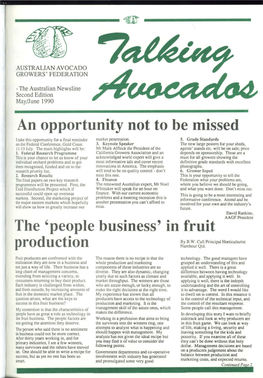 An Opportunity Not to Be Missed the 'People Business' in Fruit Production