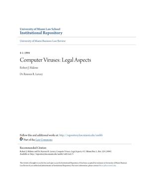 Computer Viruses: Legal Aspects Robert J