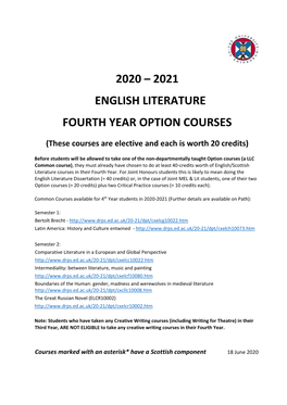 2020 – 2021 English Literature
