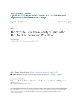 The Novel-To-Film Translatability of Satire in the the Day of the Locust and Wise Blood