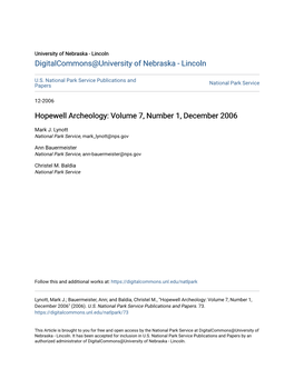 Hopewell Archeology: Volume 7, Number 1, December 2006
