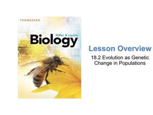 18.2 Evolution As Genetic Change in Populations Lesson Overview Evolution As Genetic Change in Populations