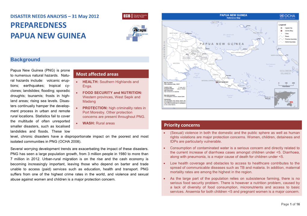 Preparedness Papua New Guinea