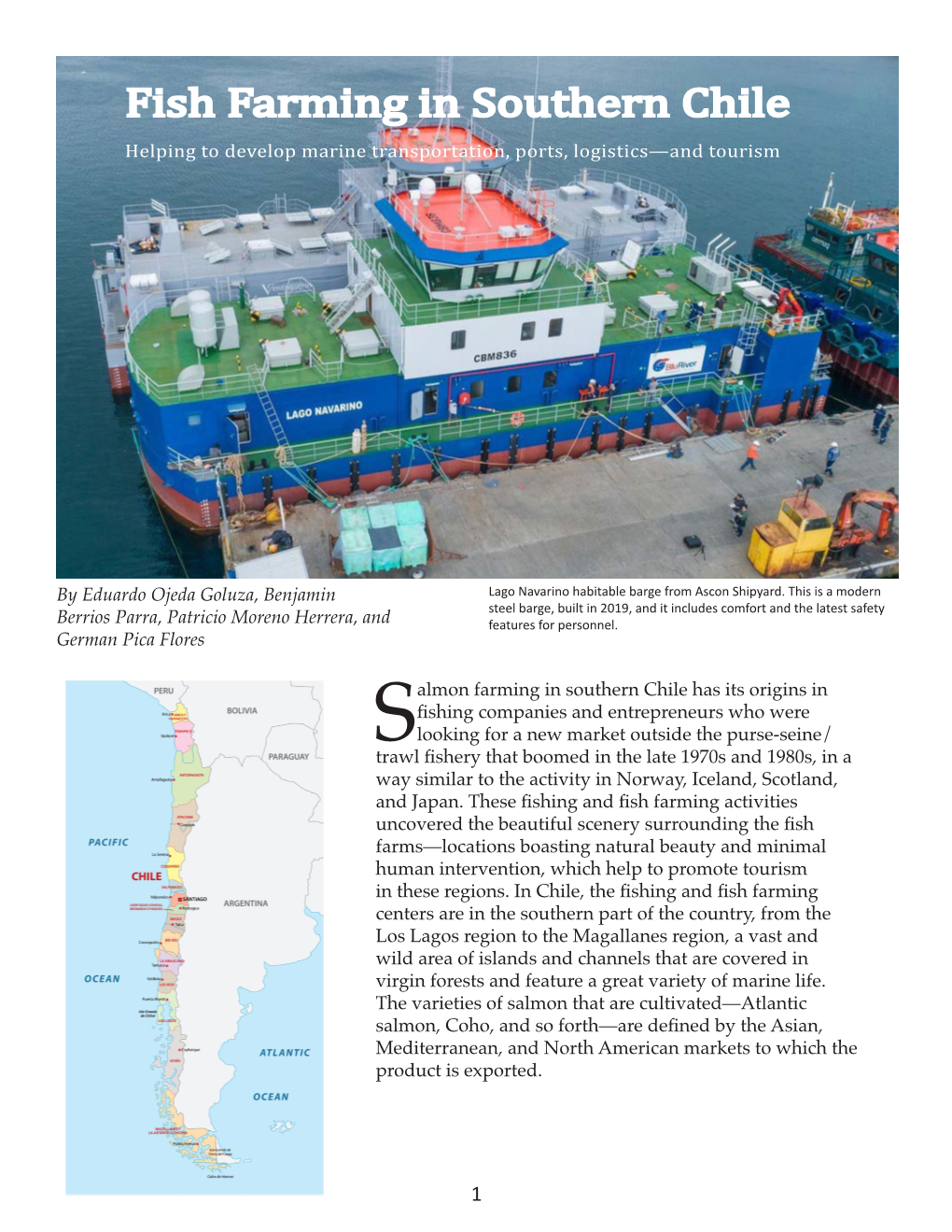 Fish Farming in Southern Chile Helping to Develop Marine Transportation, Ports, Logistics—And Tourism