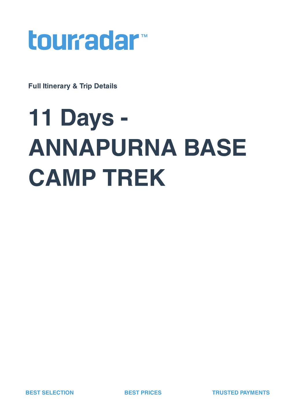 11 Days - ANNAPURNA BASE CAMP TREK