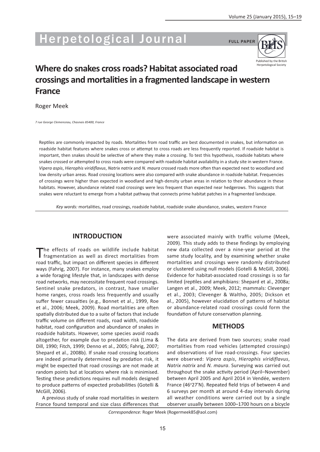 Herpetological Journal FULL PAPER