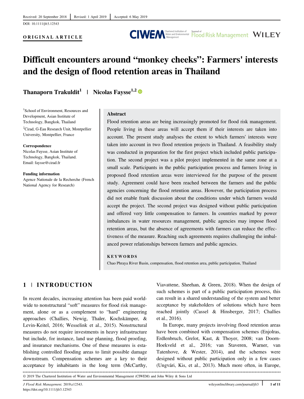 Difficult Encounters Around “Monkey Cheeks”: Farmers' Interests and the Design of Flood Retention Areas in Thailand