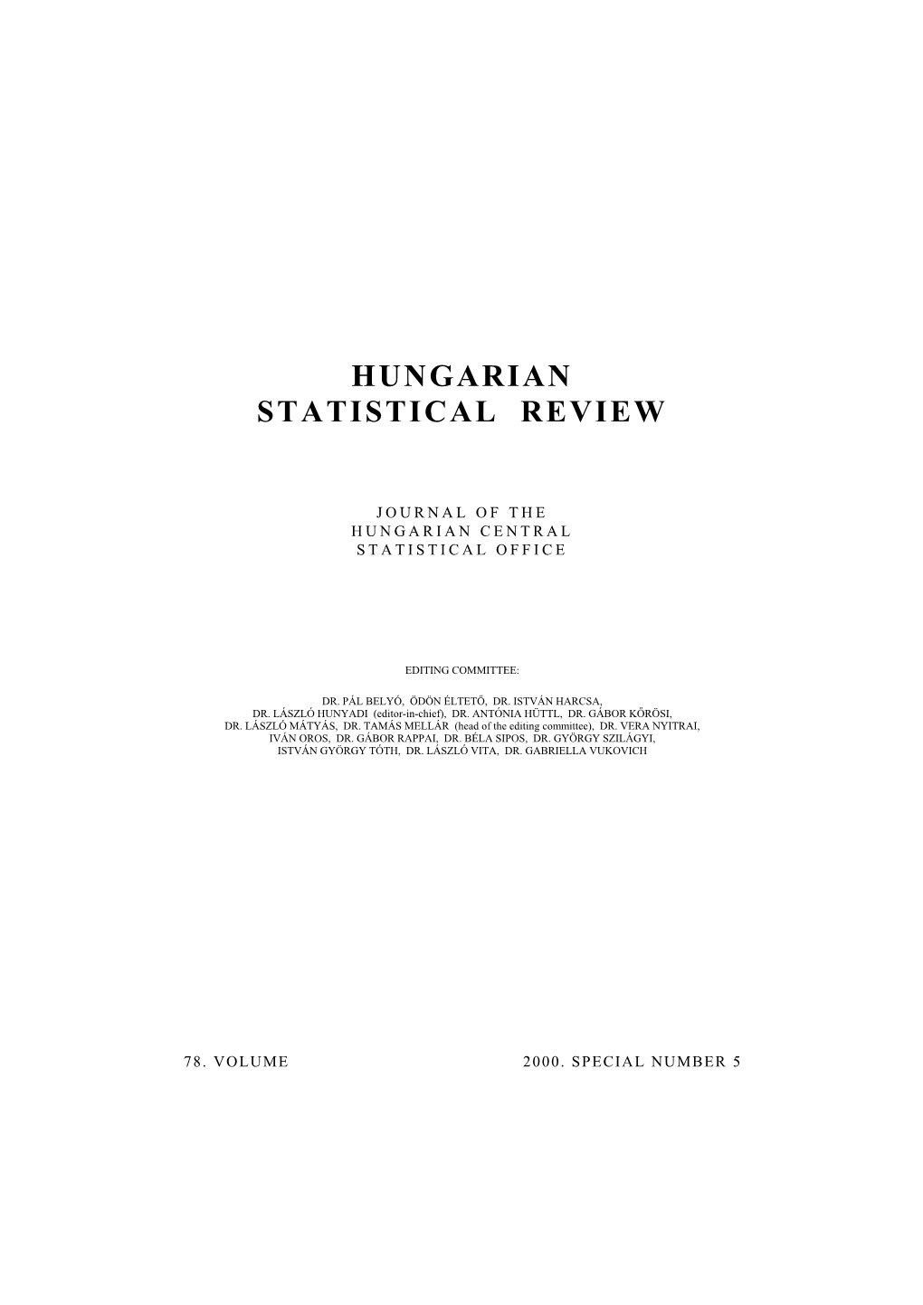 Hungarian Statistical Review