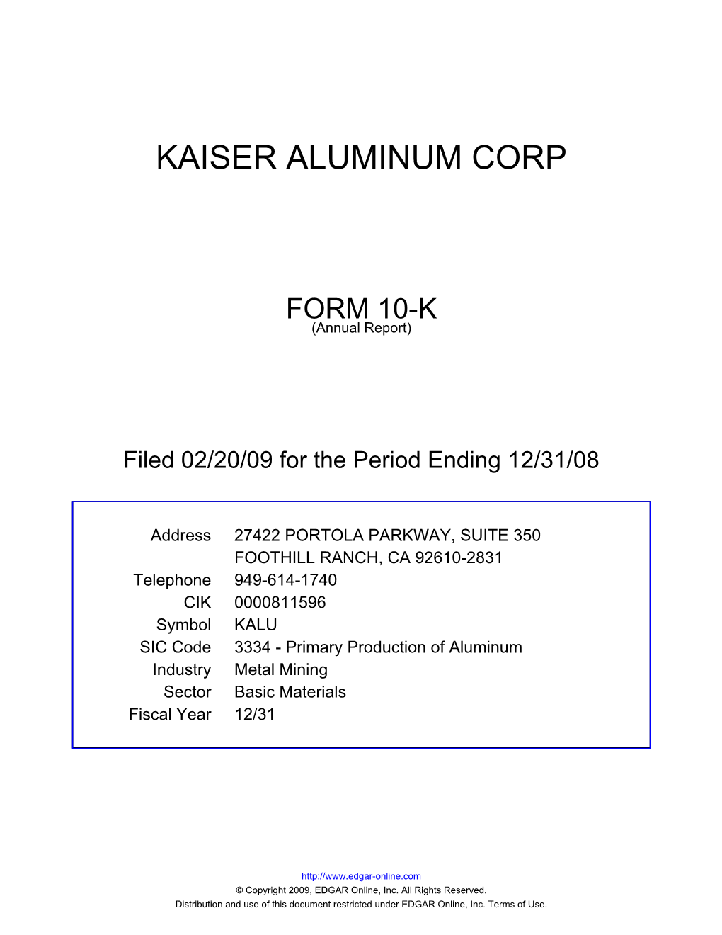 Kaiser Aluminum Corp