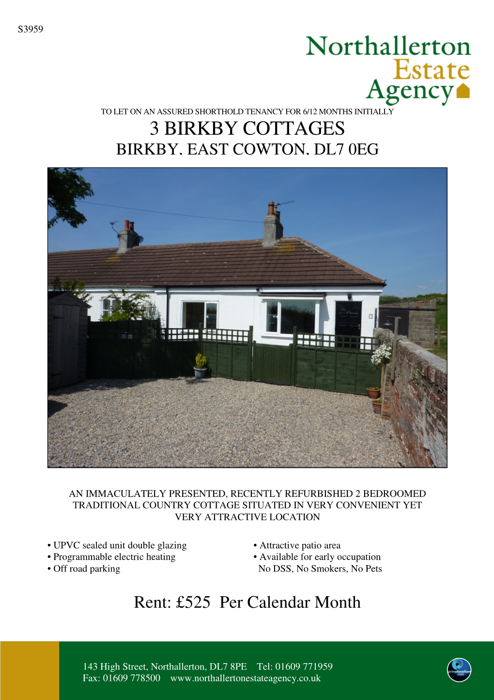 3 Birkby Cottages Birkby, East Cowton , Dl7 0Eg