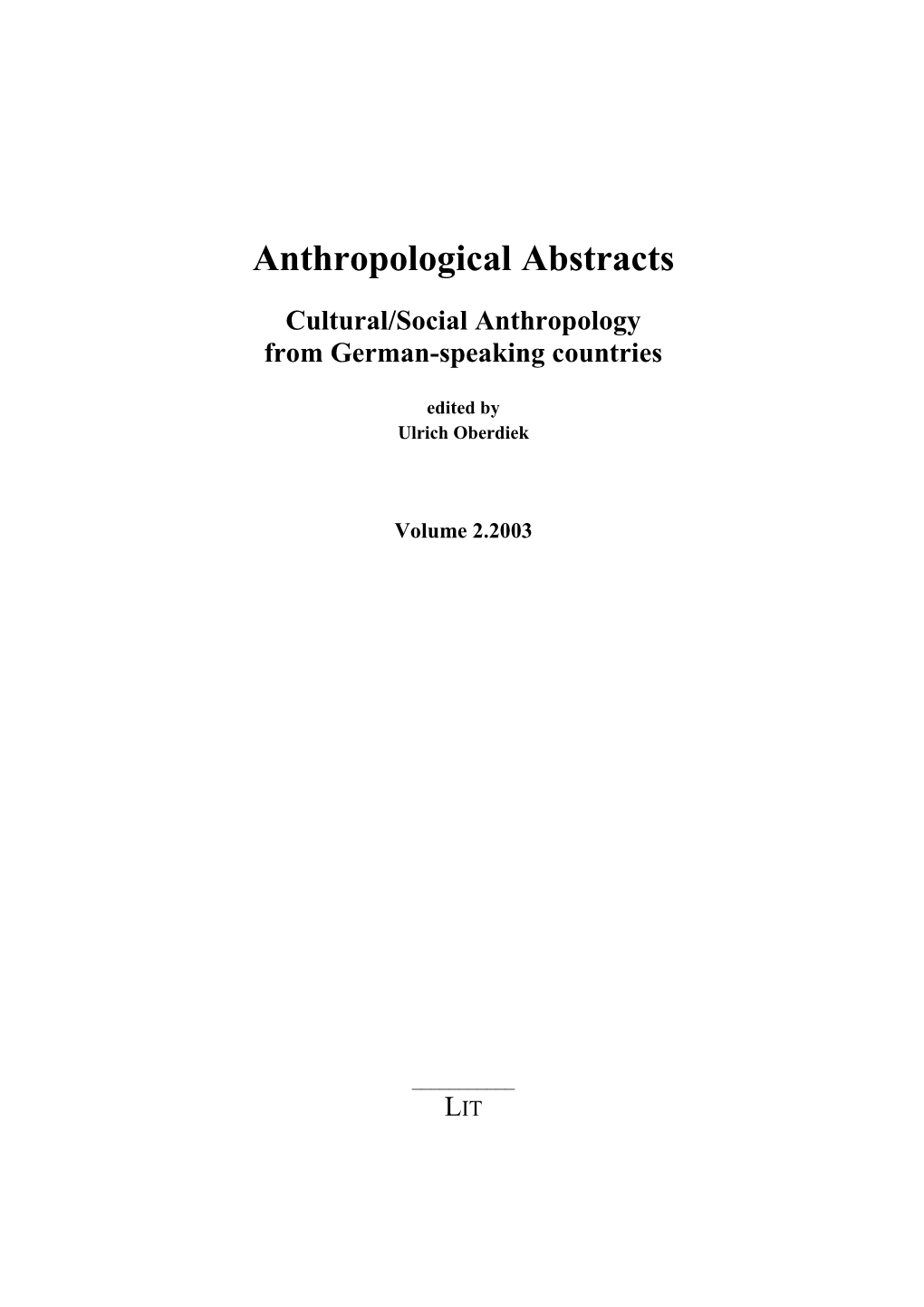 Anthropological Abstracts