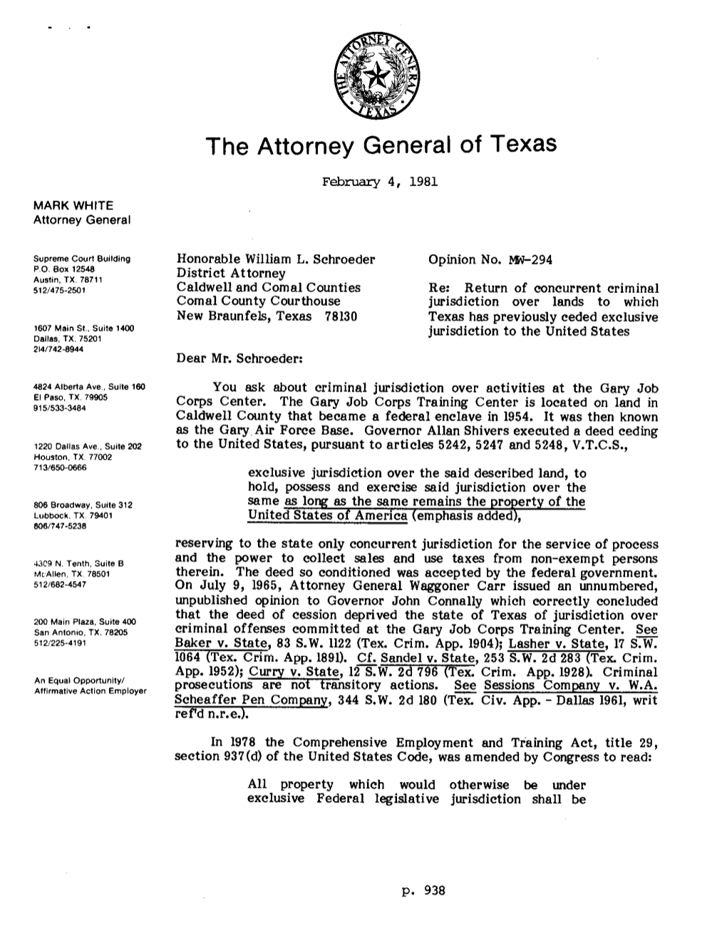 The Attorney General of Texas