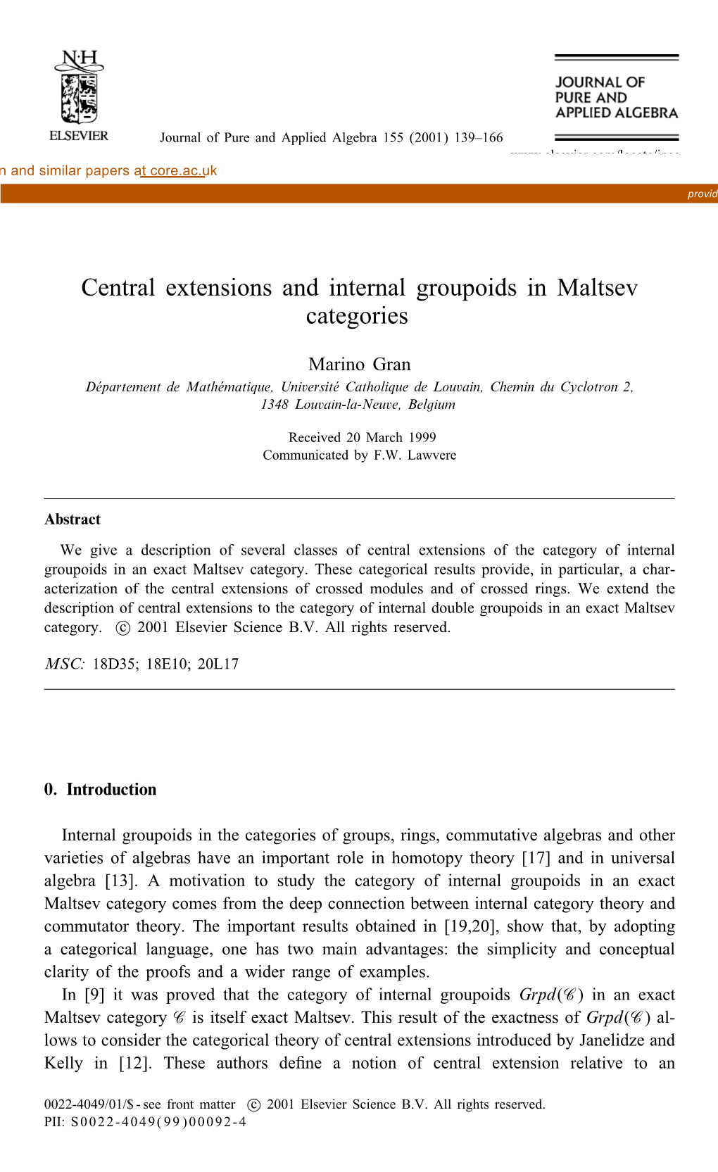 Central Extensions and Internal Groupoids in Maltsev Categories