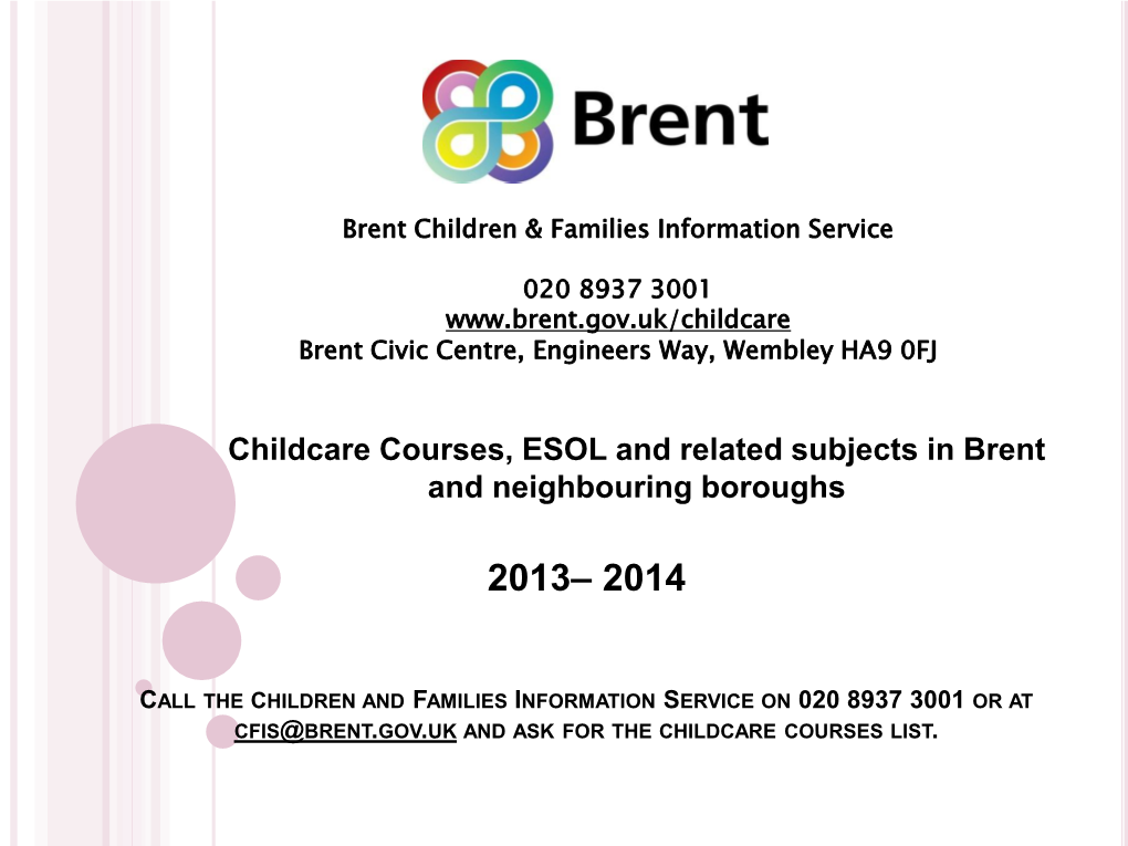 Childcare Courses List