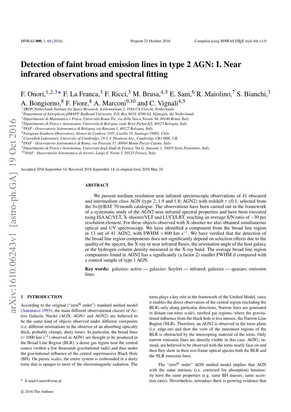 Detection of Faint Broad Emission Lines in Type 2 AGN: I. Near Infrared Observations and Spectral ﬁtting