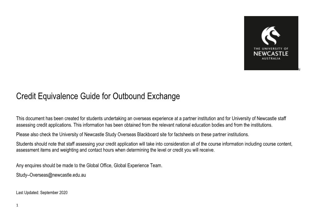 Credit Equivalence Guide for Outbound Exchange